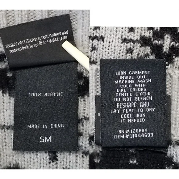 HARRY POTTER Gray Black Fair Isle Cardigan Sweater Small Medium Knit Hot Topic - Picture 6 of 6